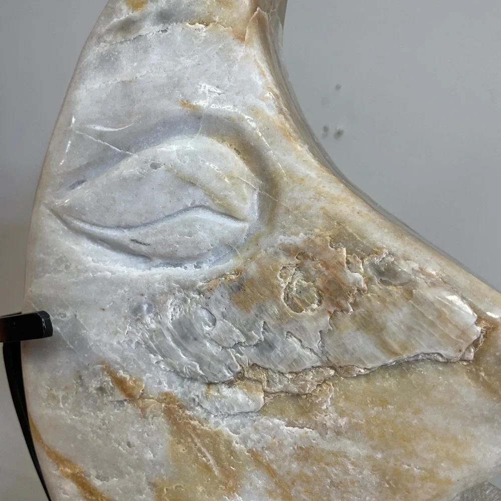 XL 100% NATURAL JASPER MOON W/ custom stand18” high, 9”wide 3” thick 3.9KG 8.7LB - Picture 4 of 9